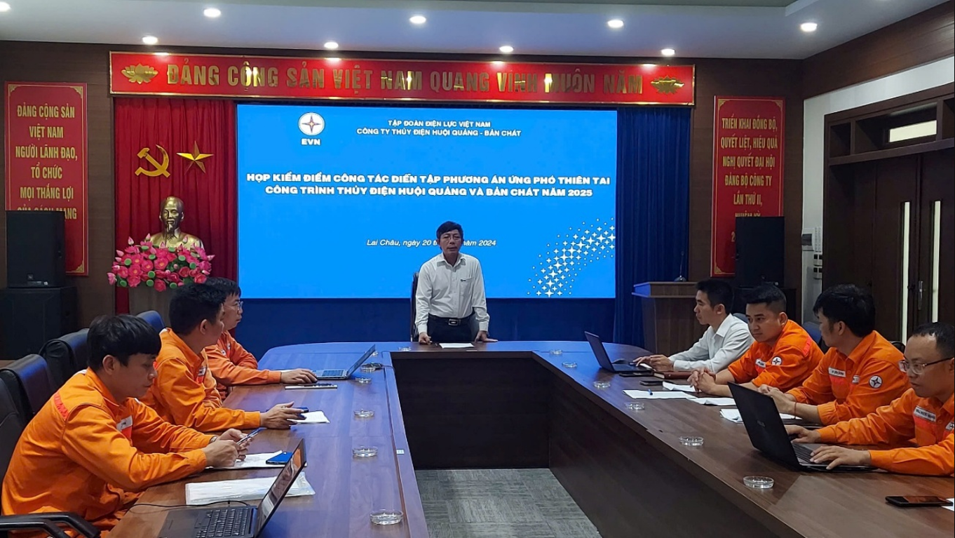 Công ty Thủy điện Huội Quảng - Bản Chát tổ chức diễn tập phương án ứng phó thiên tai năm 2025