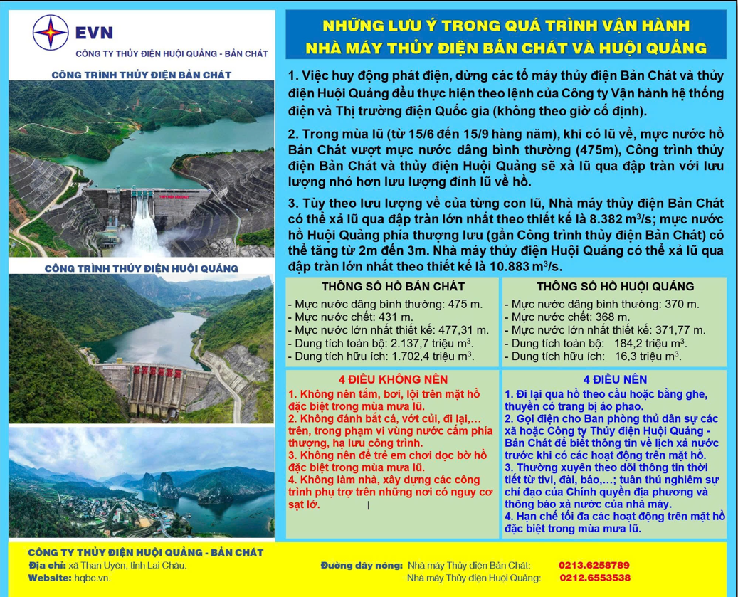 Công ty Thủy điện Huội Quảng - Bản Chát tăng cường công tác đảm bảo an toàn vùng hạ du thủy điện Bản Chát và Huội Quảng