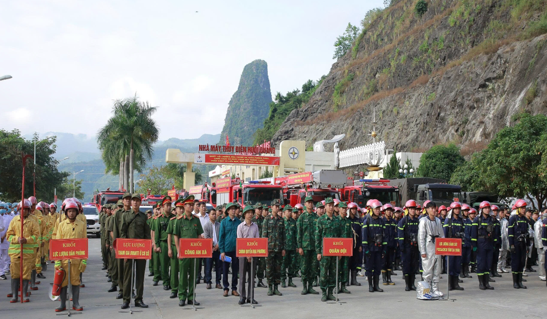UBND tỉnh Sơn La tổ chức diễn tập phương án phòng cháy, chữa cháy và cứu nạn cứu hộ cấp tỉnh năm 2025 tại Nhà máy thủy điện Huội Quảng